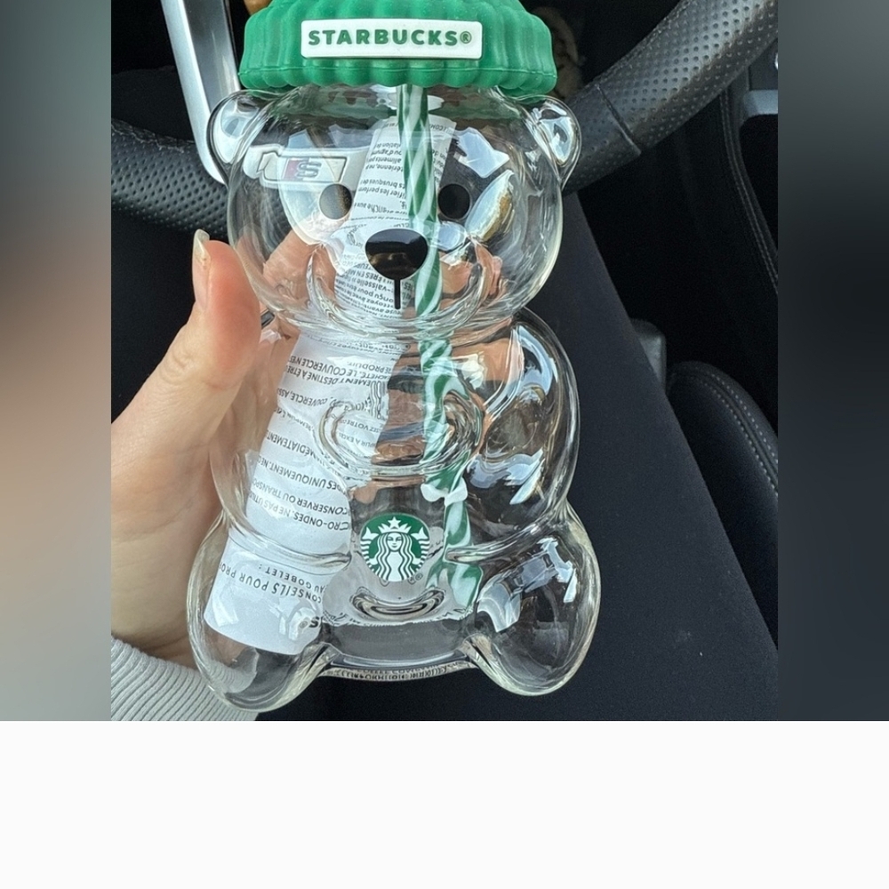 Starbucks Bearista Limited Edition Clear Bear Tumbler with Green Lid